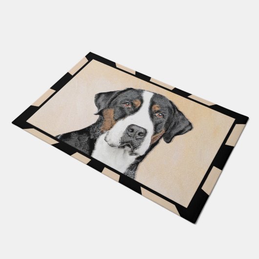 Greater Swiss Mountain Hund Gemälde - Original Kun Fußmatte (Schrägansicht)