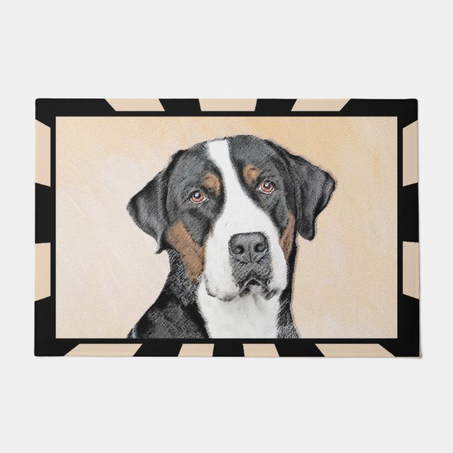Greater Swiss Mountain Hund Gemälde - Original Kun Fußmatte (Vorderseite)