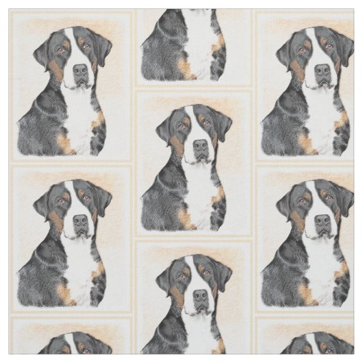 Greater Swiss Mountain Hund Gemälde - Original Kun Stoff (Muster)