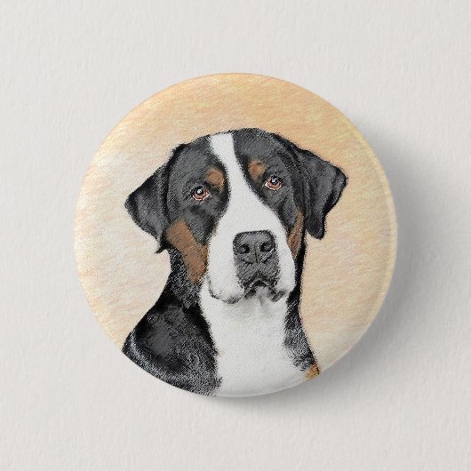 Greater Swiss Mountain Hunde Malerei - Originelle  Button (Vorderseite)