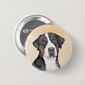 Greater Swiss Mountain Hunde Malerei - Originelle  Button (Vorne & Hinten)
