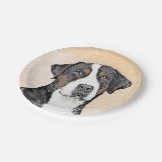 Greater Swiss Mountain Hunde Malerei - Originelle Pappteller (Schrägansicht)