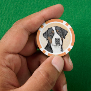 Greater Swiss Mountain Hunde Malerei - Originelle  Pokerchips