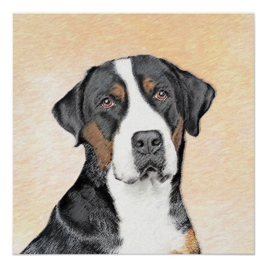 Greater Swiss Mountain Hunde Malerei - Originelle  Poster (Vorderseite)