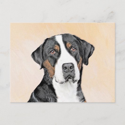 Greater Swiss Mountain Hunde Malerei - Originelle Postkarte (Vorderseite)