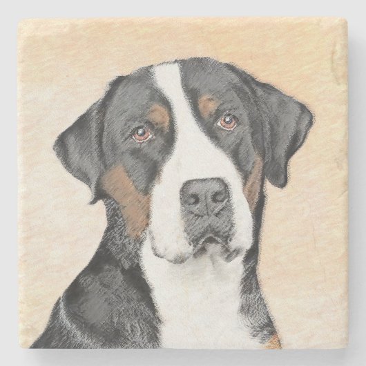 Greater Swiss Mountain Hunde Malerei - Originelle Steinuntersetzer (Vorderseite)