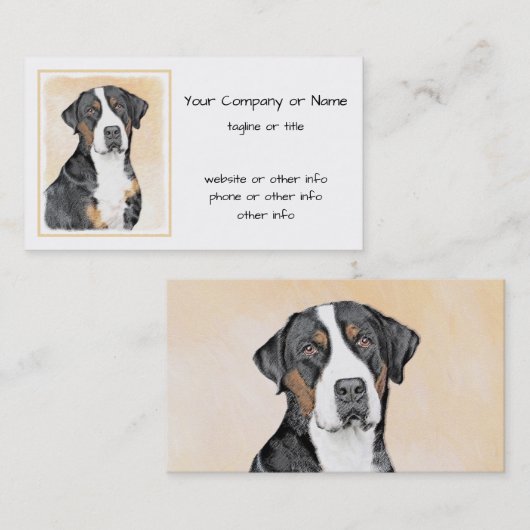 Greater Swiss Mountain Hunde Malerei - Originelle Visitenkarte (Vorne/Hinten)