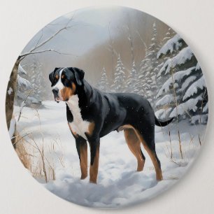 Greater Swiss Mountain Lass es schneien Weihnachte Button