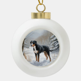 Greater Swiss Mountain Lass es schneien Weihnachte Keramik Kugel-Ornament