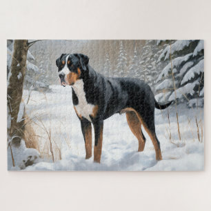 Greater Swiss Mountain Lass es schneien Weihnachte Puzzle