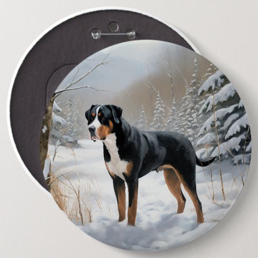 Greater Swiss Mountain Let It Snow Weihnachten Button (Vorne & Hinten)
