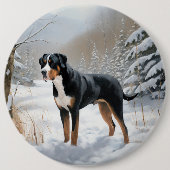 Greater Swiss Mountain Let It Snow Weihnachten Button (Vorderseite)