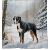 Greater Swiss Mountain Let It Snow Weihnachten Duschvorhang (Vorderseite)