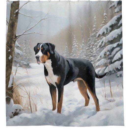 Greater Swiss Mountain Let It Snow Weihnachten Duschvorhang (Vorderseite)