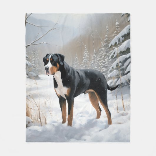 Greater Swiss Mountain Let It Snow Weihnachten Fleecedecke (Vorderseite)