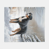 Greater Swiss Mountain Let It Snow Weihnachten Fleecedecke (Vorderseite (Horizontal))