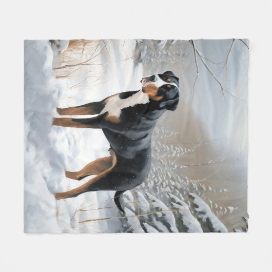 Greater Swiss Mountain Let It Snow Weihnachten Fleecedecke (Vorderseite (Horizontal))