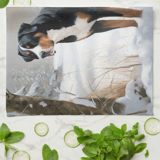 Greater Swiss Mountain Let It Snow Weihnachten Geschirrtuch (Gefaltet)