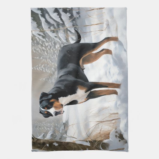 Greater Swiss Mountain Let It Snow Weihnachten Geschirrtuch (Vertikal)