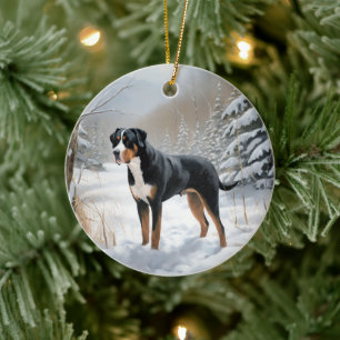 Greater Swiss Mountain Let It Snow Weihnachten Keramik Ornament