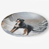 Greater Swiss Mountain Let It Snow Weihnachten Pappteller (Schrägansicht)