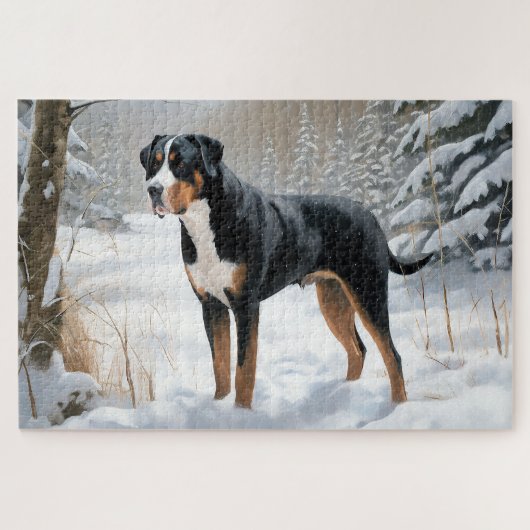 Greater Swiss Mountain Let It Snow Weihnachten Puzzle (Horizontal)