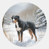 Greater Swiss Mountain Let It Snow Weihnachten Runder Aufkleber (Vorderseite)