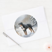 Greater Swiss Mountain Let It Snow Weihnachten Runder Aufkleber (Umschlag)