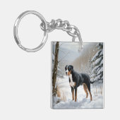 Greater Swiss Mountain Let It Snow Weihnachten Schlüsselanhänger (Vorderseite links)