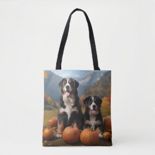 Greater Swiss Mountain Pup Herbstfreude Kürbis Tasche