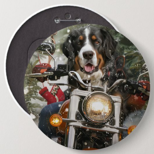 Greater Swiss Mountain Riding Motorrad Weihnachten Button (Vorne & Hinten)