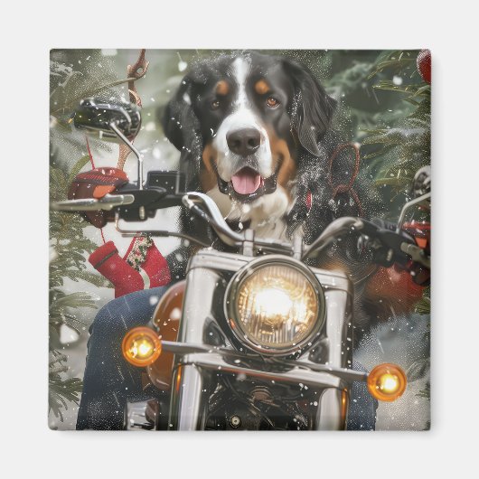 Greater Swiss Mountain Riding Motorrad Weihnachten Magnet (Vorne)