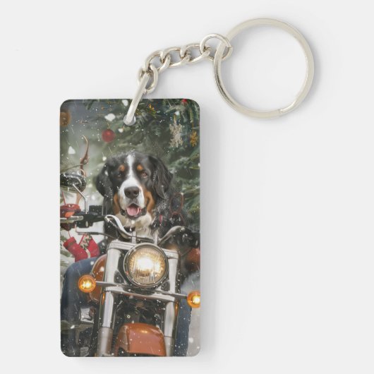 Greater Swiss Mountain Riding Motorrad Weihnachten Schlüsselanhänger (Rückseite)