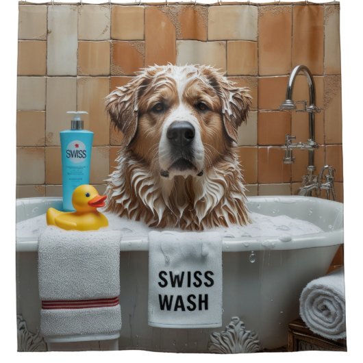 Greater Swiss Mountain Sloppy Schlampe Niedlich Fu Duschvorhang (Vorderseite)