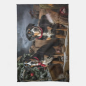 Greater Swiss Mountain Snowy Sleigh Weihnachten Geschirrtuch (Vertikal)