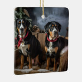 Greater Swiss Mountain Snowy Sleigh Weihnachten Keramikornament (Rechts)