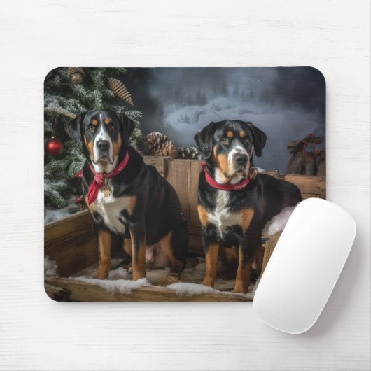 Greater Swiss Mountain Snowy Sleigh Weihnachten Mousepad (Mit Mouse)