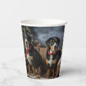 Greater Swiss Mountain Snowy Sleigh Weihnachten Pappbecher (Rückseite)