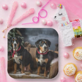 Greater Swiss Mountain Snowy Sleigh Weihnachten Pappteller (Party)