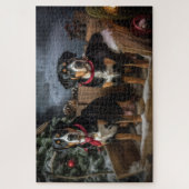 Greater Swiss Mountain Snowy Sleigh Weihnachten Puzzle (Vertikal)