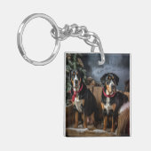 Greater Swiss Mountain Snowy Sleigh Weihnachten Schlüsselanhänger (Vorderseite links)