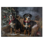 Greater Swiss Mountain Snowy Sleigh Weihnachten Schneidebrett (Vorderseite)