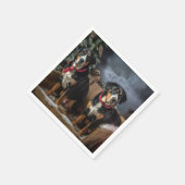 Greater Swiss Mountain Snowy Sleigh Weihnachten Serviette (Ecke)