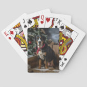 Greater Swiss Mountain Snowy Sleigh Weihnachten Spielkarten (Rückseite)