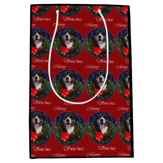 Greater Swiss Mtn Dog Weihnachtsgeschenktasche Mittlere Geschenktüte (Vorderseite)