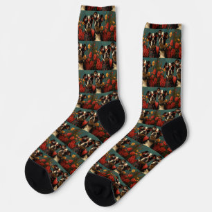 Greater Swiss With Heart Roses Valentinstag Socken