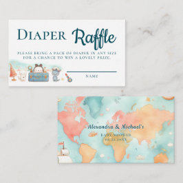 Greatest Adventure Teal Diaper Raffle Baby Shower Begleitkarte