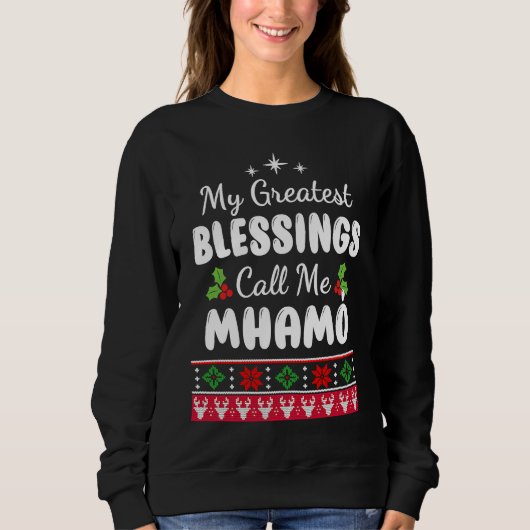 Greatest Blessings Irish Grandma Mhamó Christmas Sweatshirt (Vorderseite)