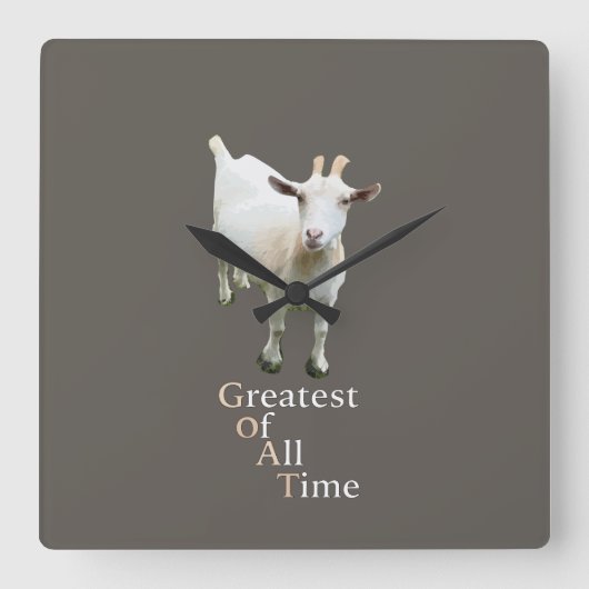 Greatest of all time Goat Quadratische Wanduhr (Vorderseite)