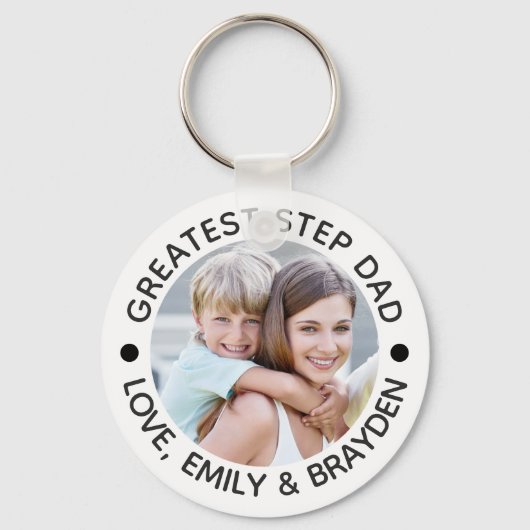 GREATEST STEPDAD Black Photo Personalized Schlüsselanhänger (Vorderseite)